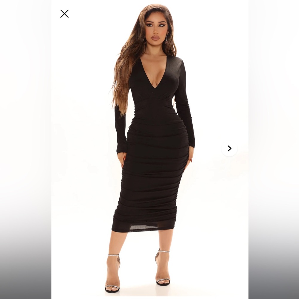 “Fine Wine” Black Midi Dress